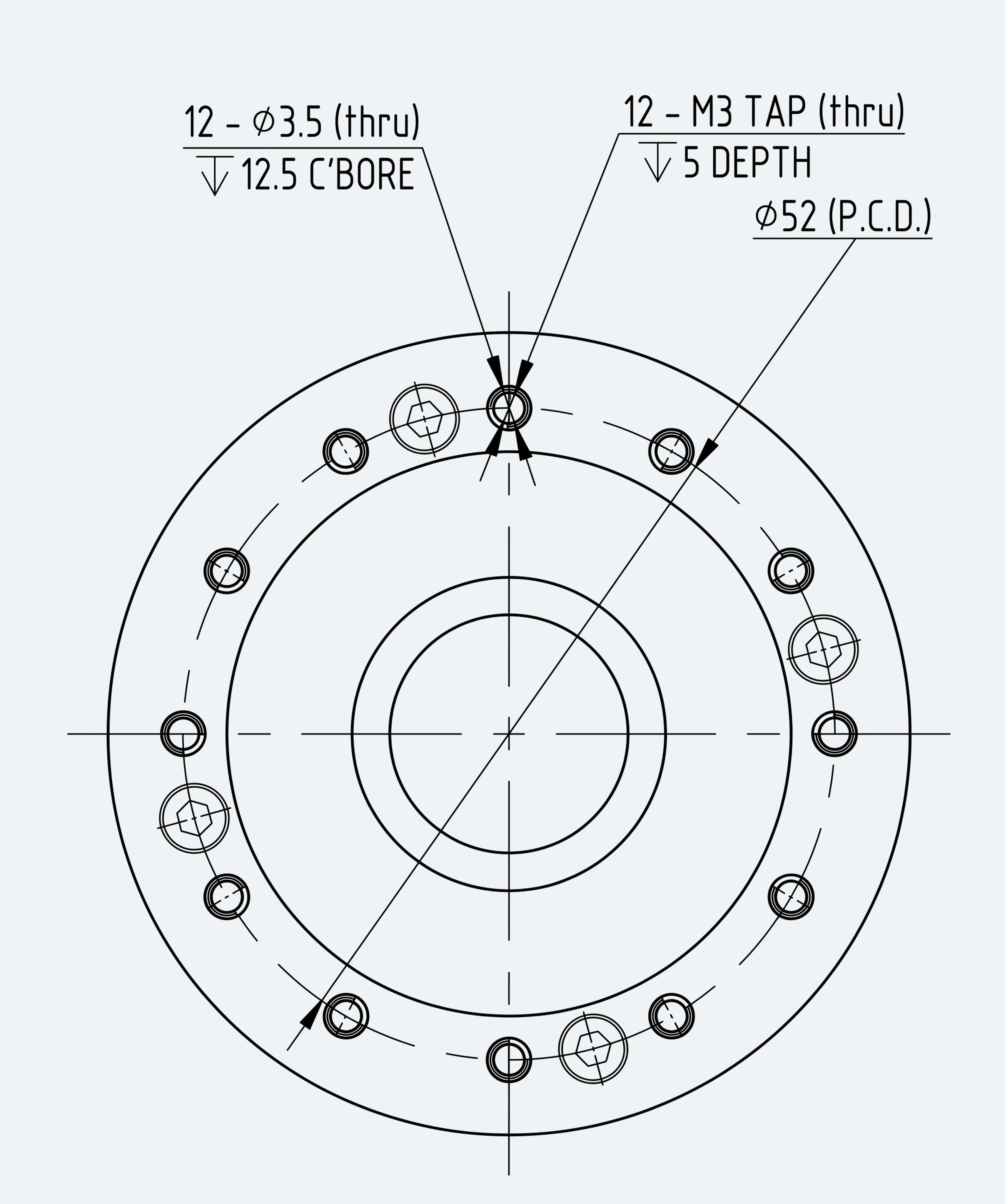 Mechanical View 2 for Ultra-Short Hollow Shaft Gear Unit, Size 17