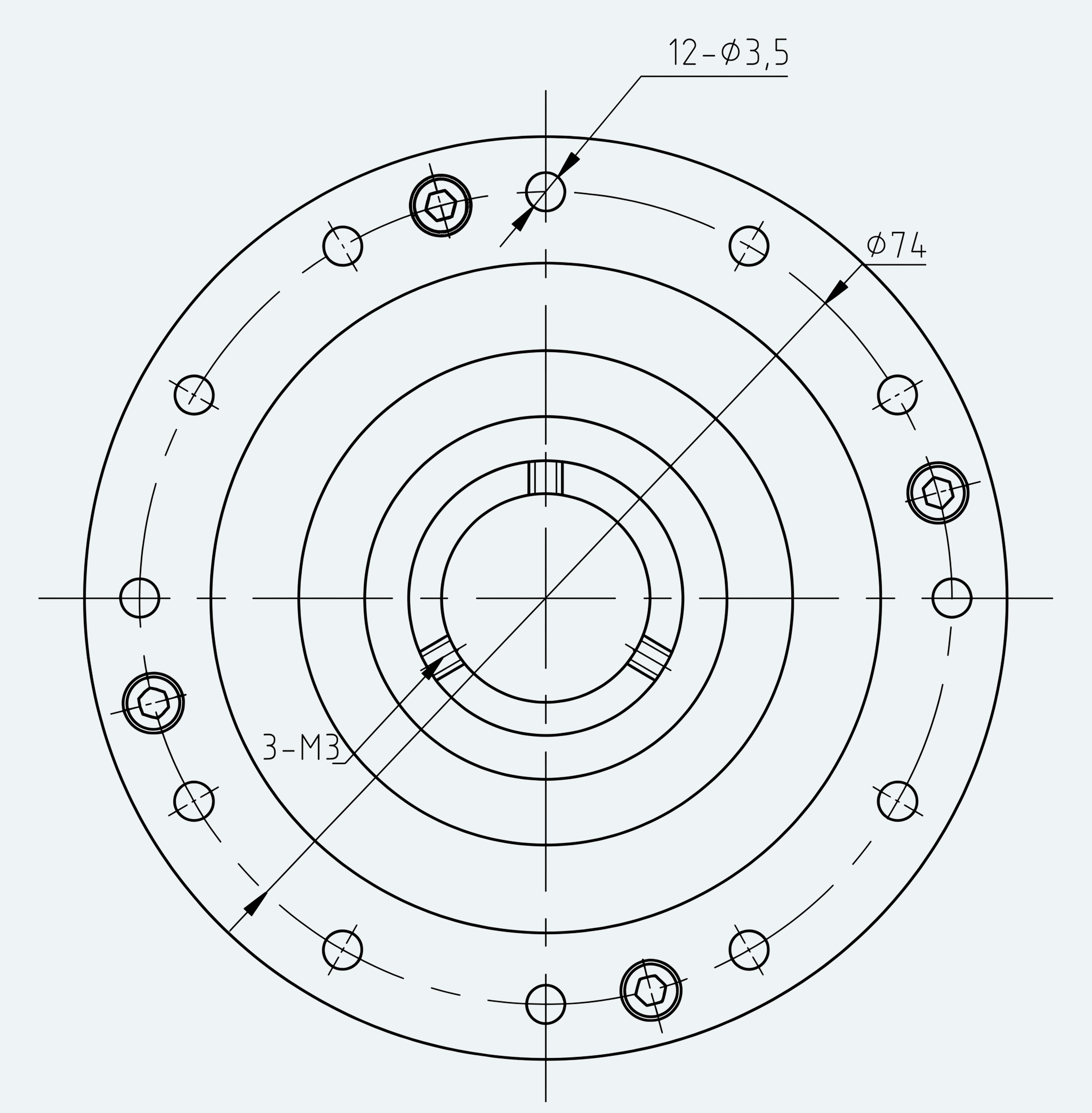 Mechanical View 3 for Ultra-Short Hollow Shaft Gear Unit, Size 17