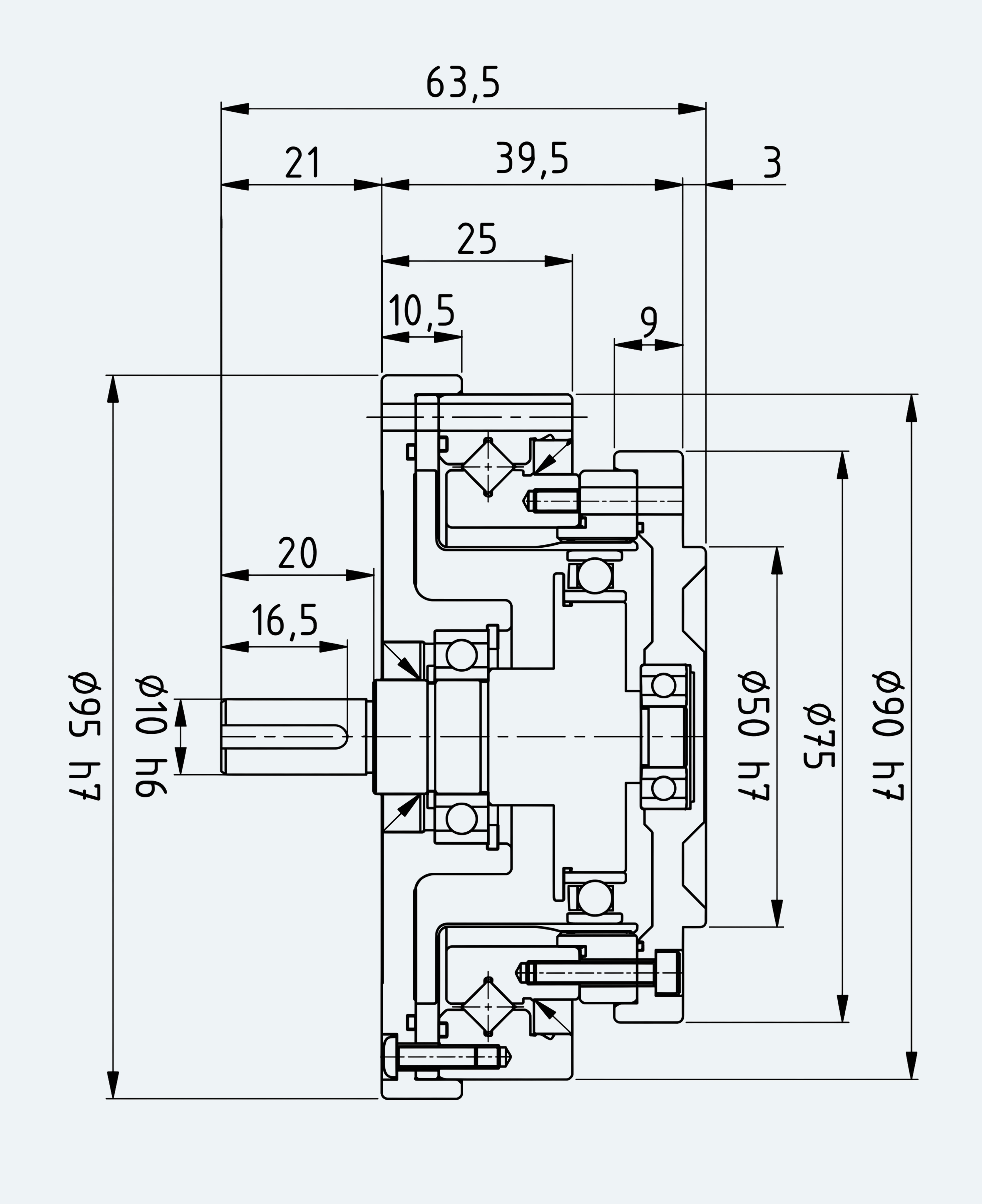 Mechanical View 1 for High-Torque Shaft-Input Gear Unit, Size 20