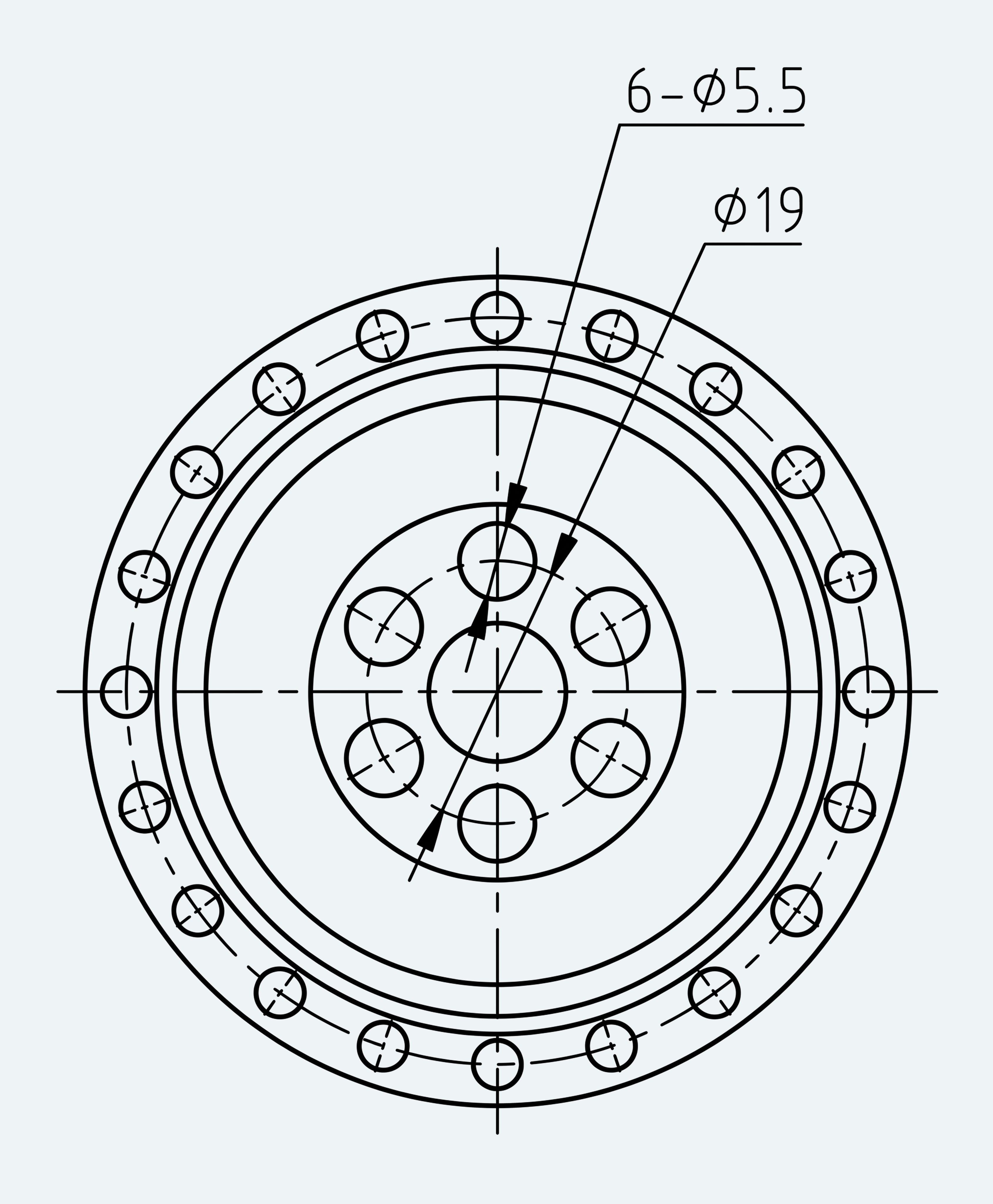 Mechanical View 2 for High-Torque Cup Component Set, Size 17
