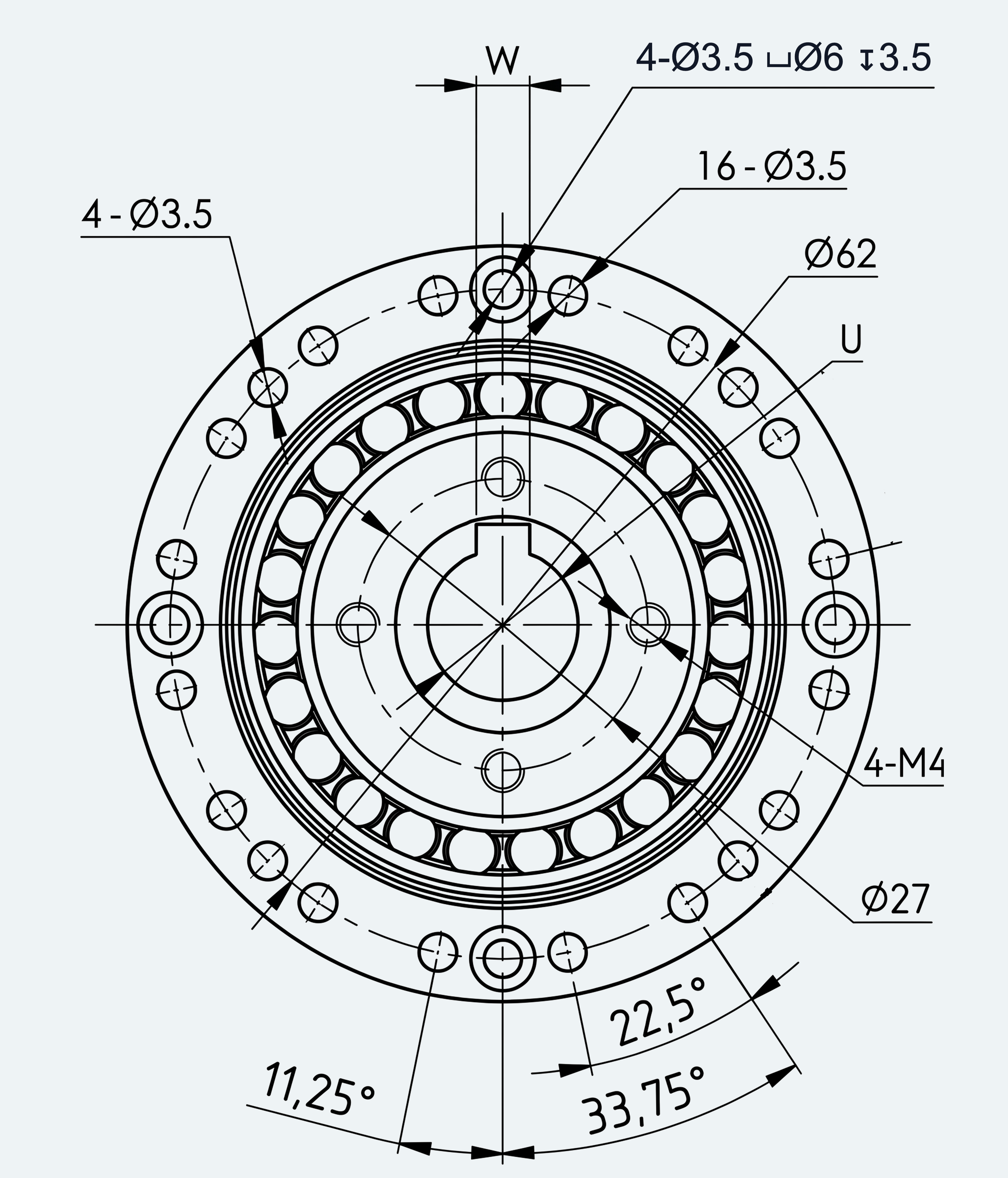 Mechanical View 1 for High-Torque Cup Component Set, Size 20