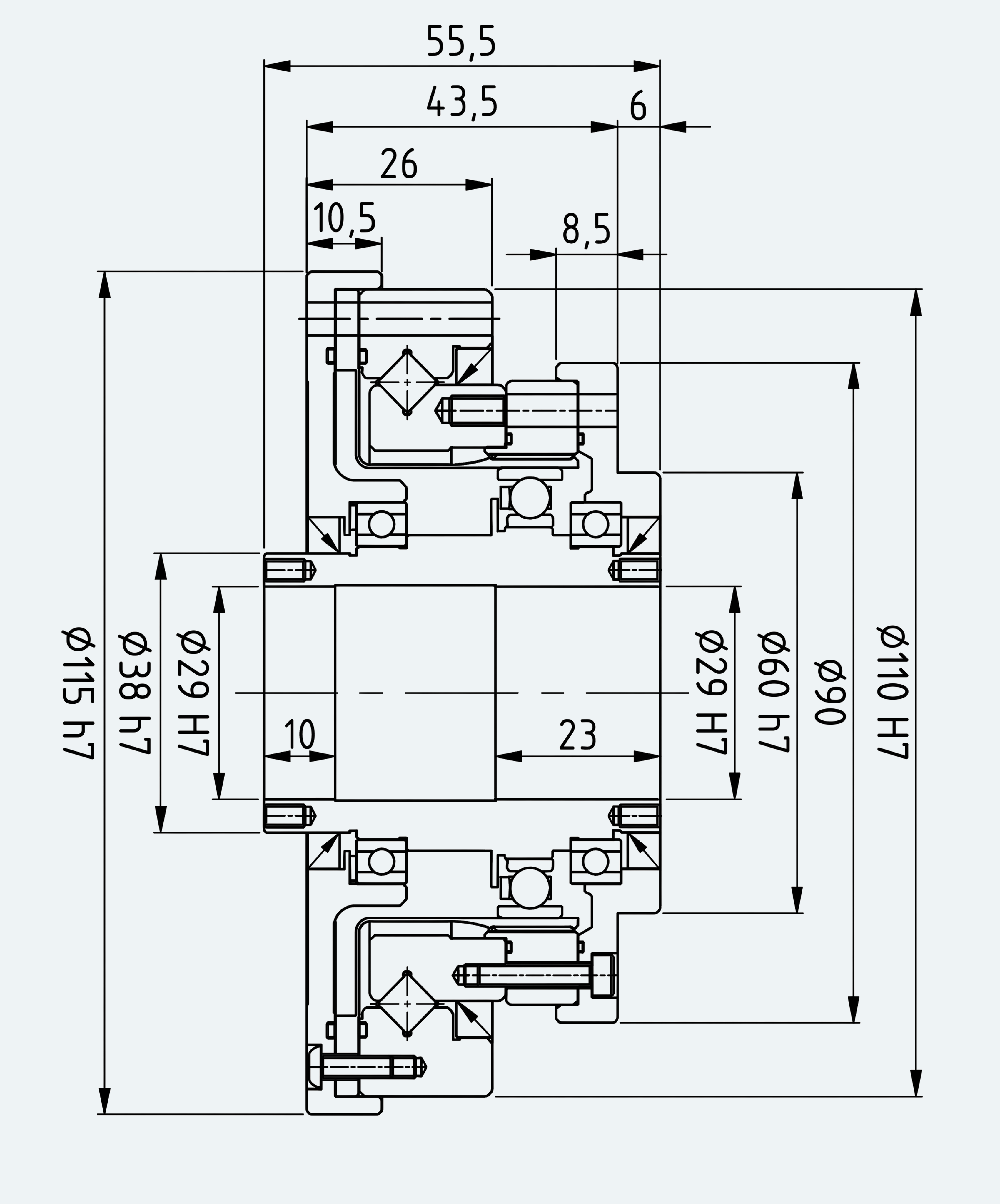 Mechanical View 1 for High-Torque Hollow Shaft Gear Unit, Size 25