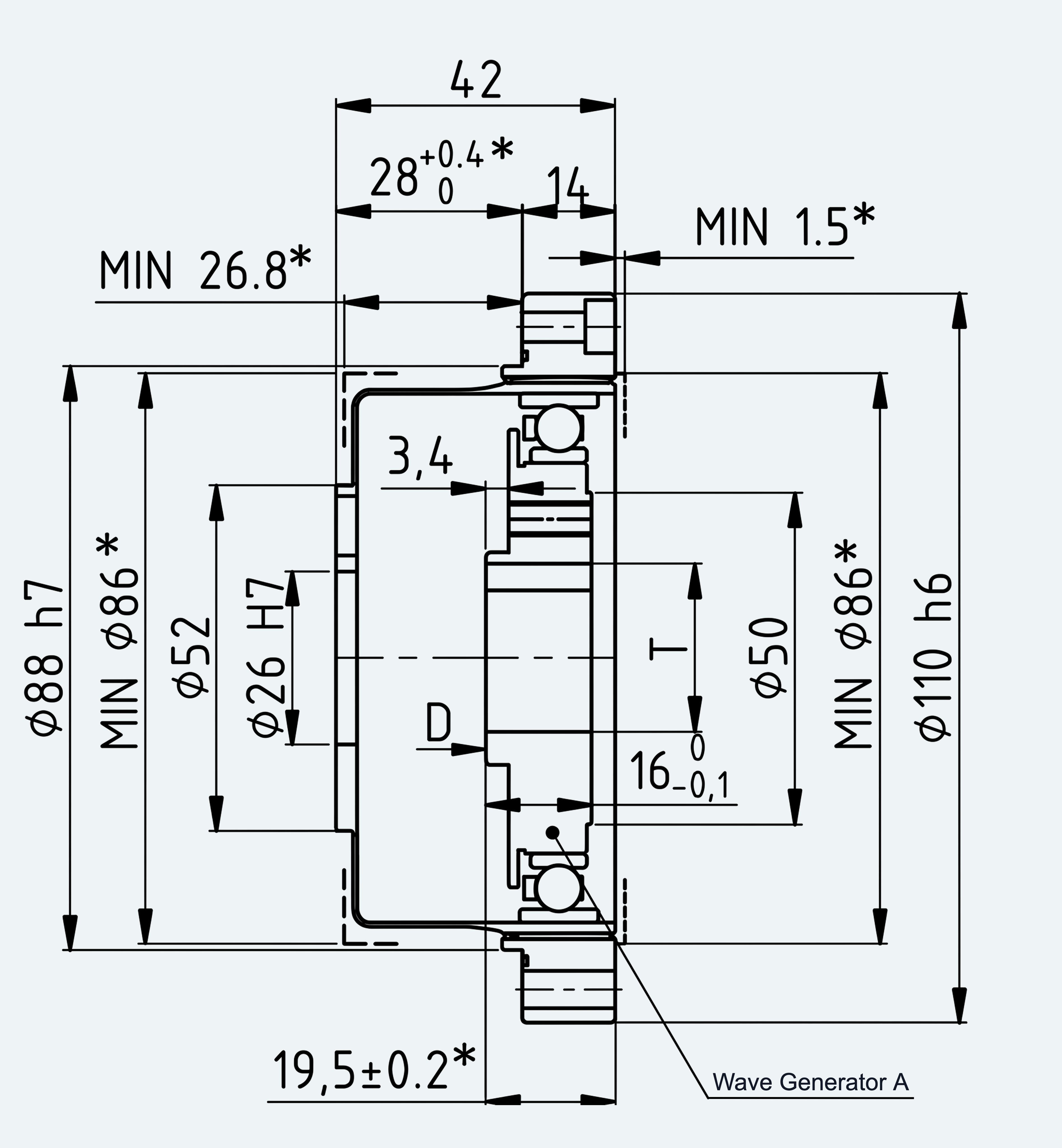 Mechanical View 2 for High-Torque Cup Component Set, Size 32