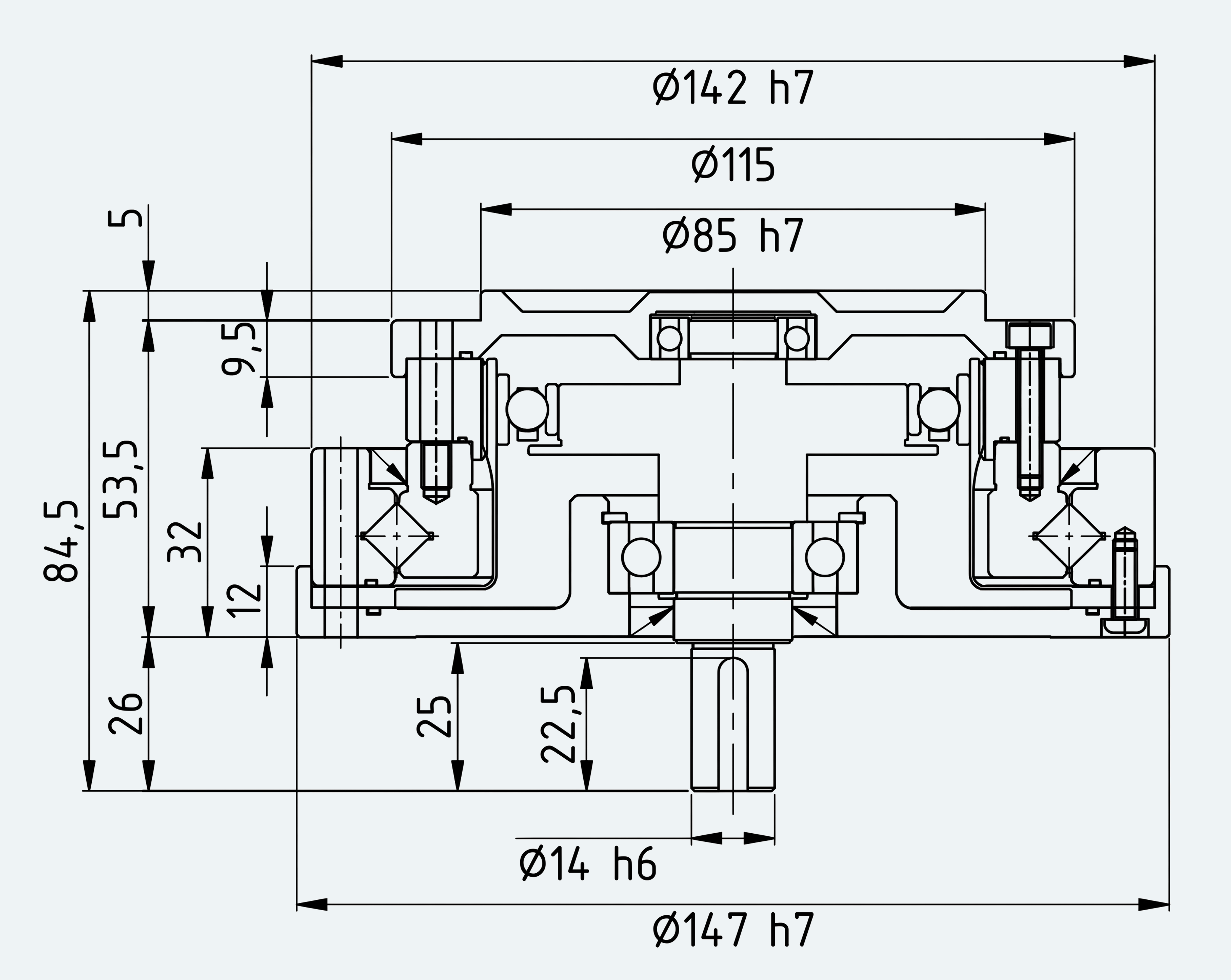 Mechanical View 1 for High-Torque Shaft-Input Gear Unit, Size 32