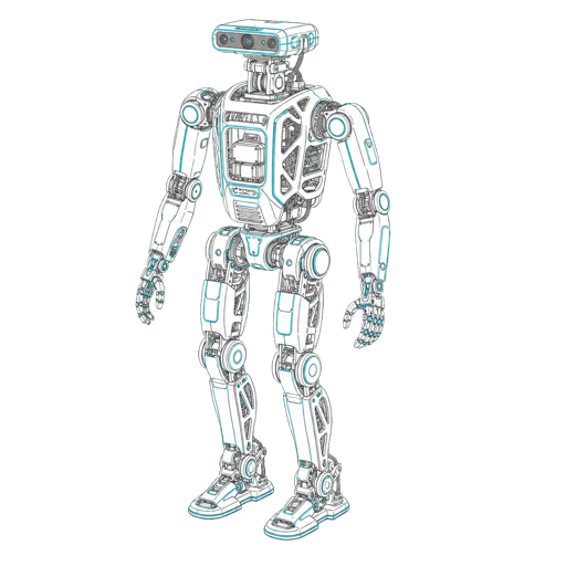 Conceptual humanoid robot platform showing joint actuation and sensing context.